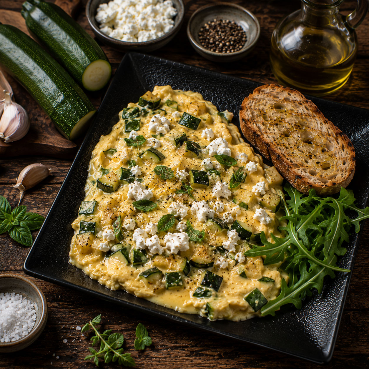 Omelette aux courgettes et à la brousse