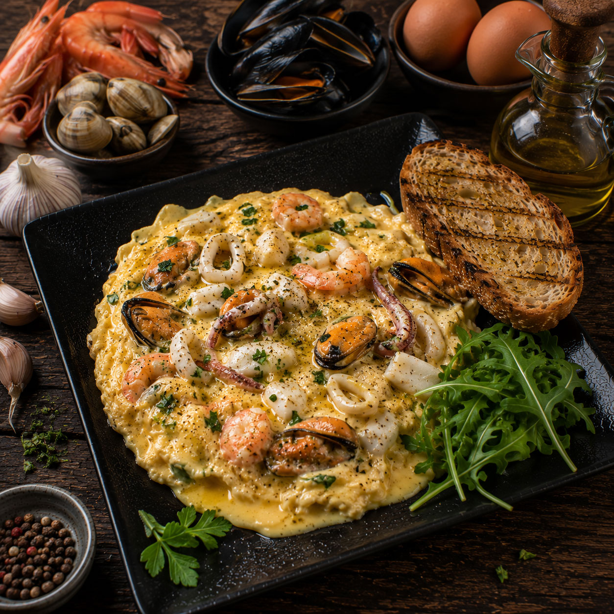 Omelette aux fruits de mer