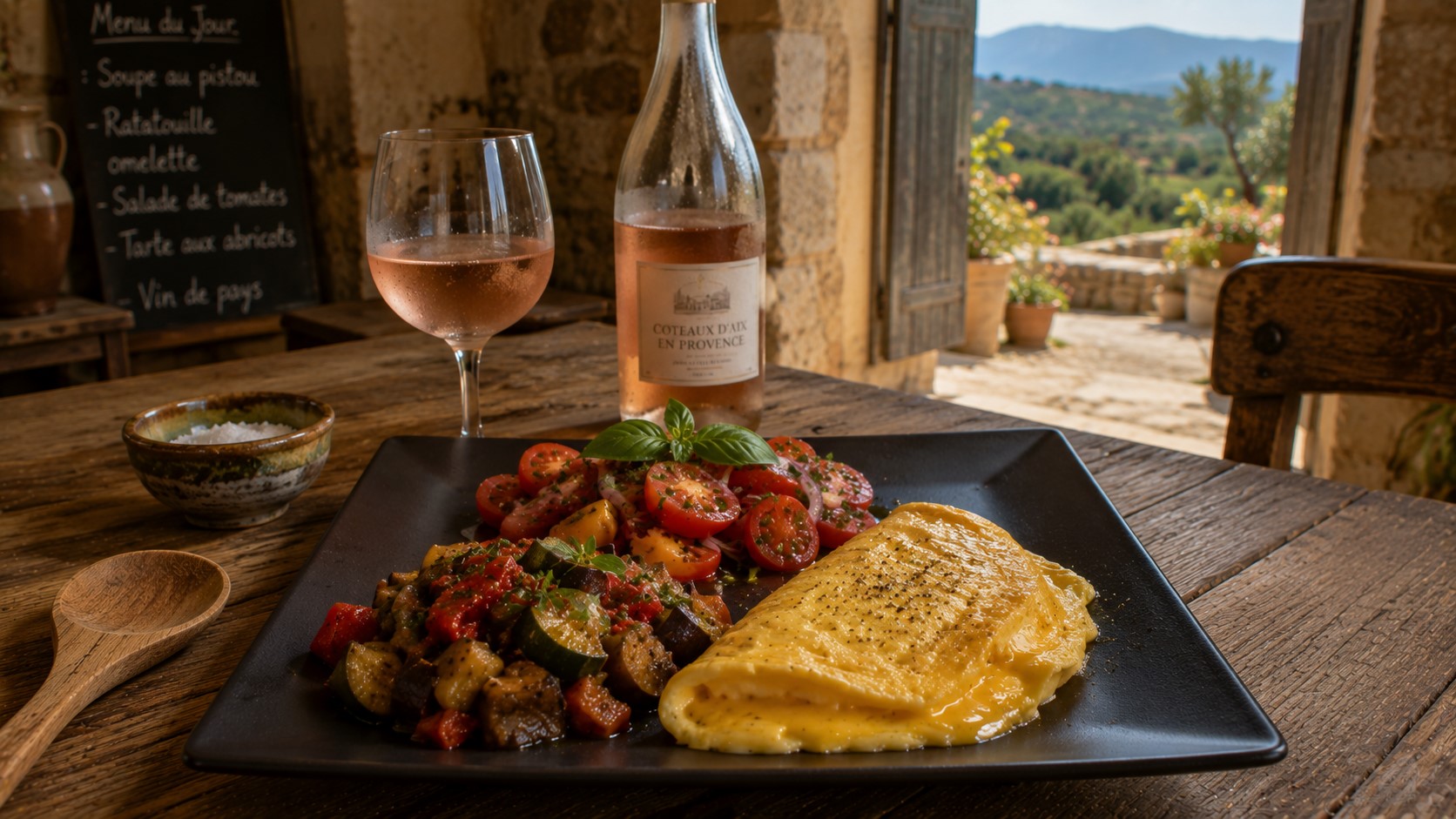 Assiette d'été à la ratatouille et à l'omelette