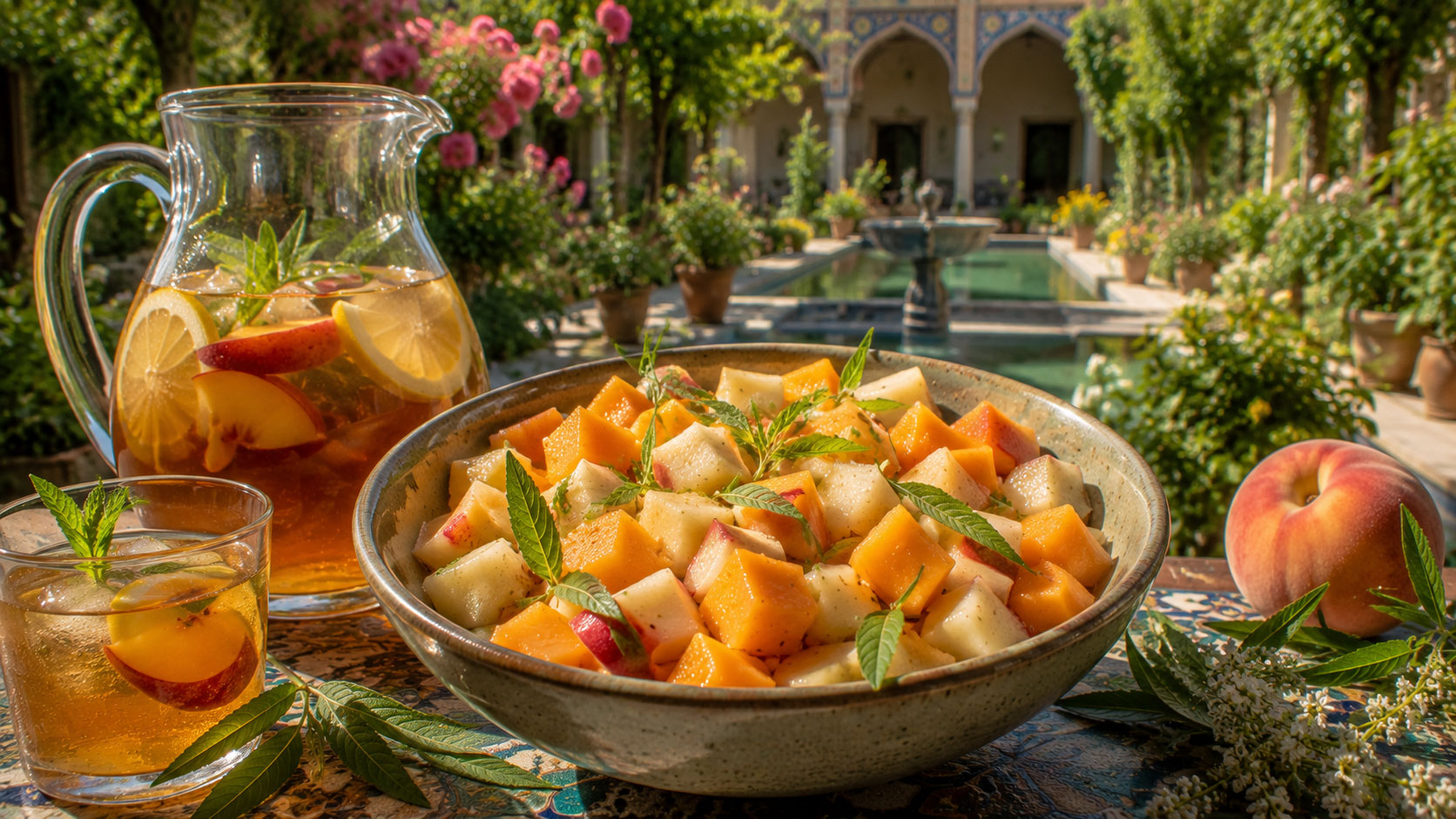 Melon, pêche blanche et verveine