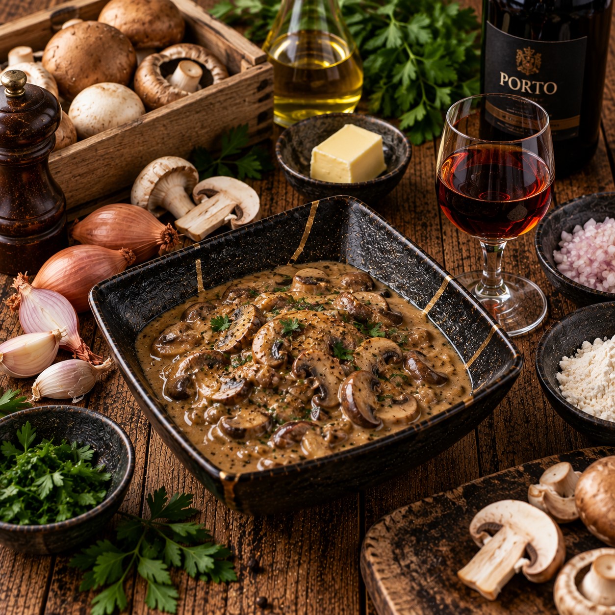 Sauce aux champignons et au porto