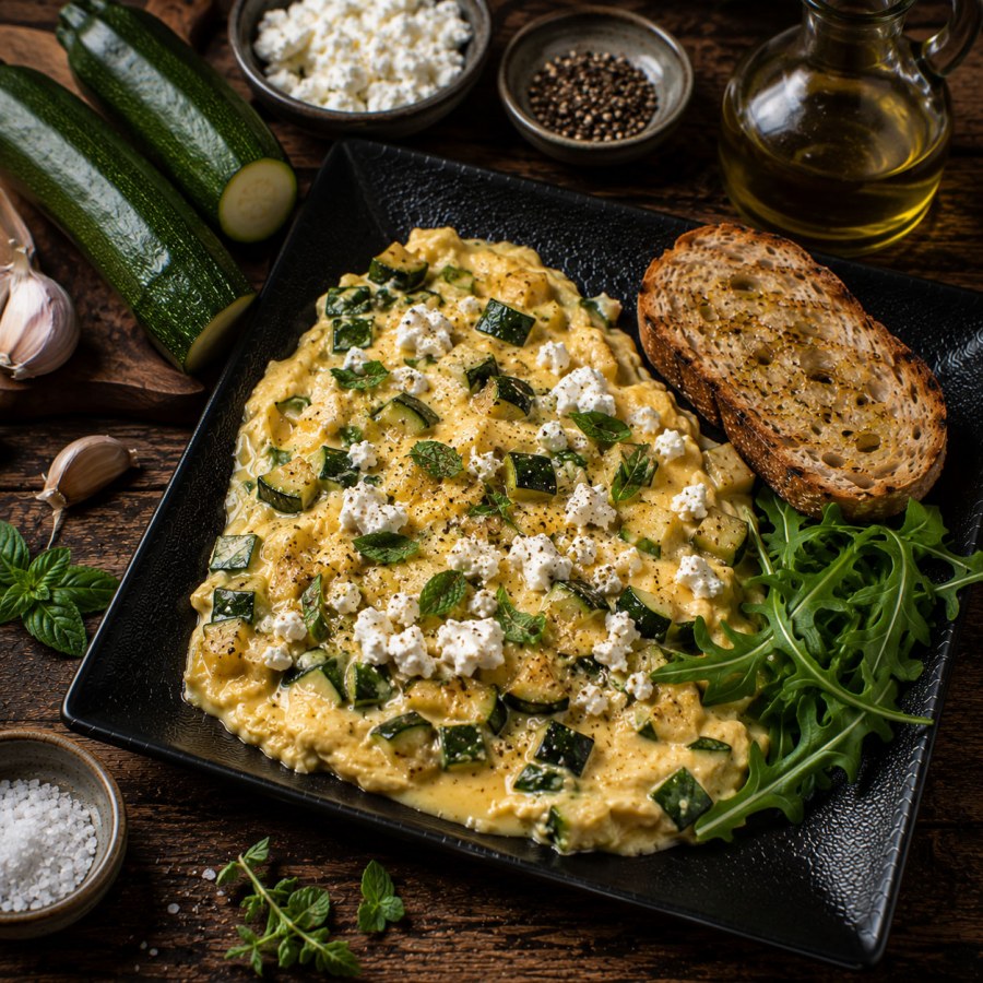 Omelette aux courgettes et à la brousse